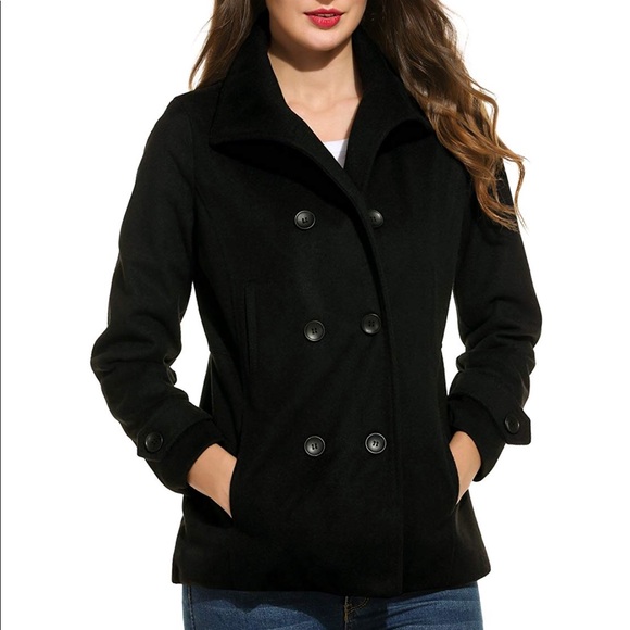 Meaneor Jackets & Blazers - Meaneor New Plus Size Black Lined Pea Coat
